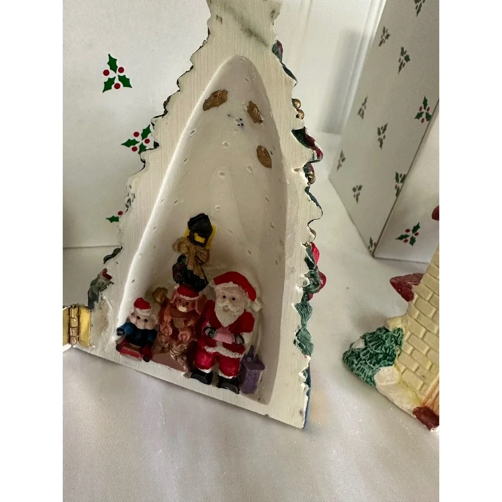 Unbranded Hinged Christmas Figurine‎ Set Multicolor Excellent Hinged Resin Vntge
